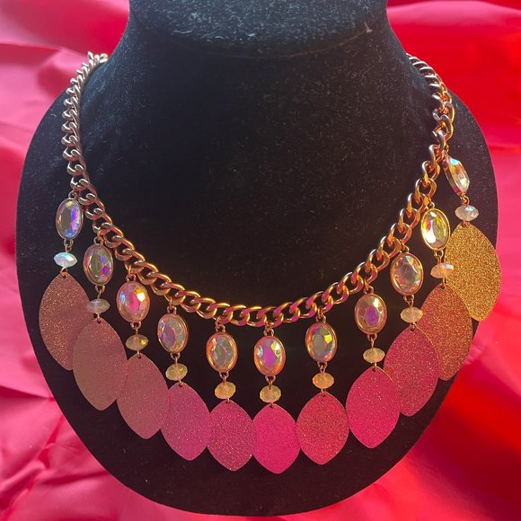 Beautiful, metal leaves, coppery gold with light greenish crystals , NWT - Picture 2 of 3